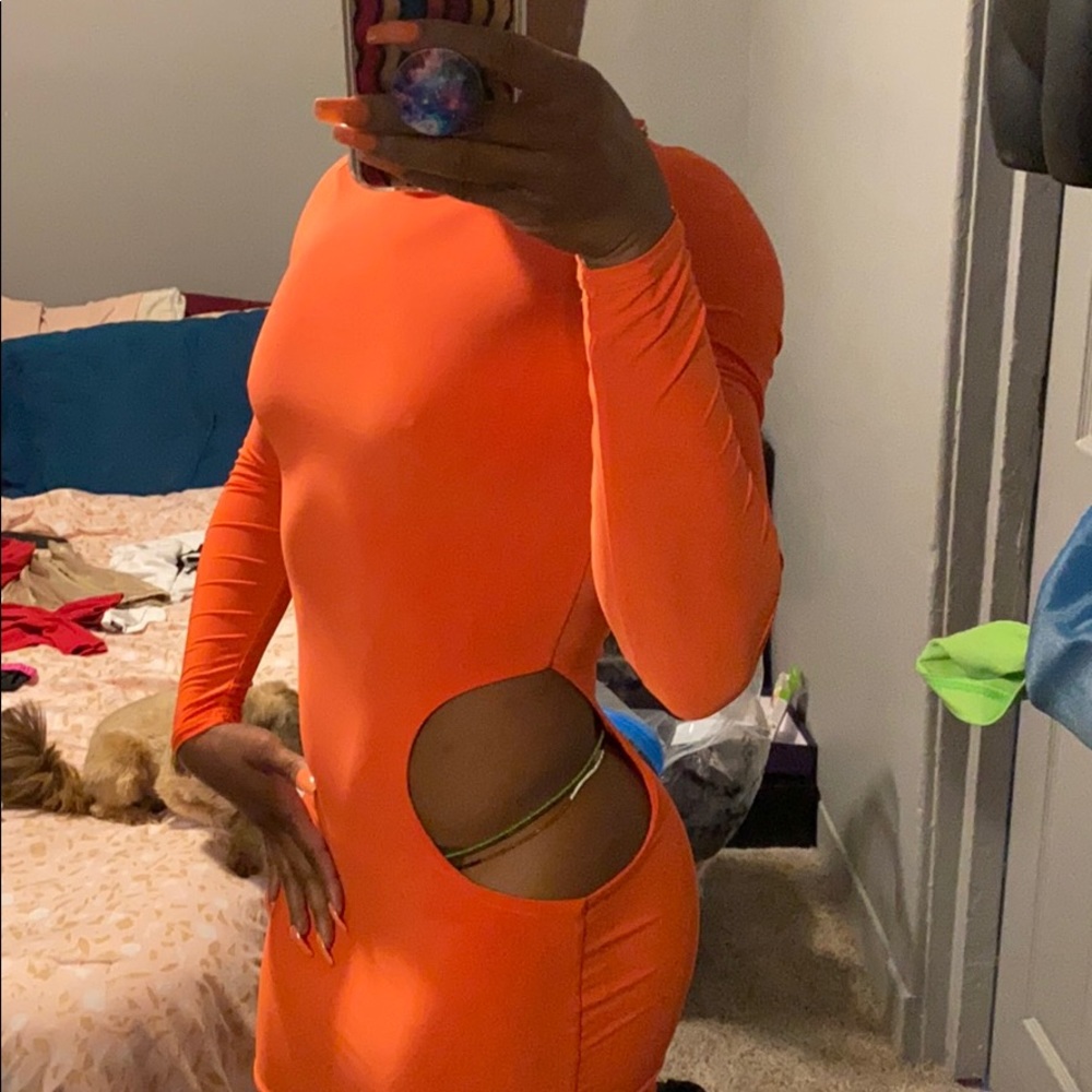 Orange cut out dress